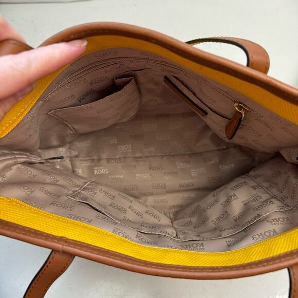 Michael Kors Kempton Bright Yellow Tote Bag Purse - Picture 9 of 10